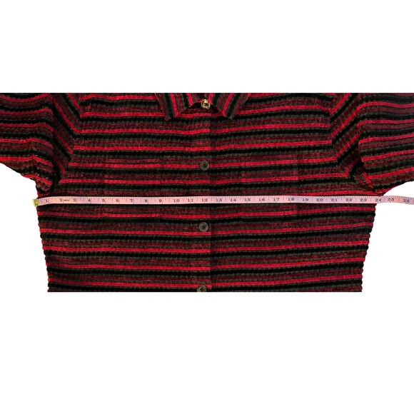 VINTAGE Christopher & Banks Red Striped Button-Up Coat Womens Size XL - Picture 5 of 7